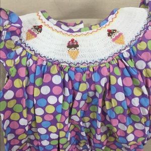 Ice cream smocked neck dress